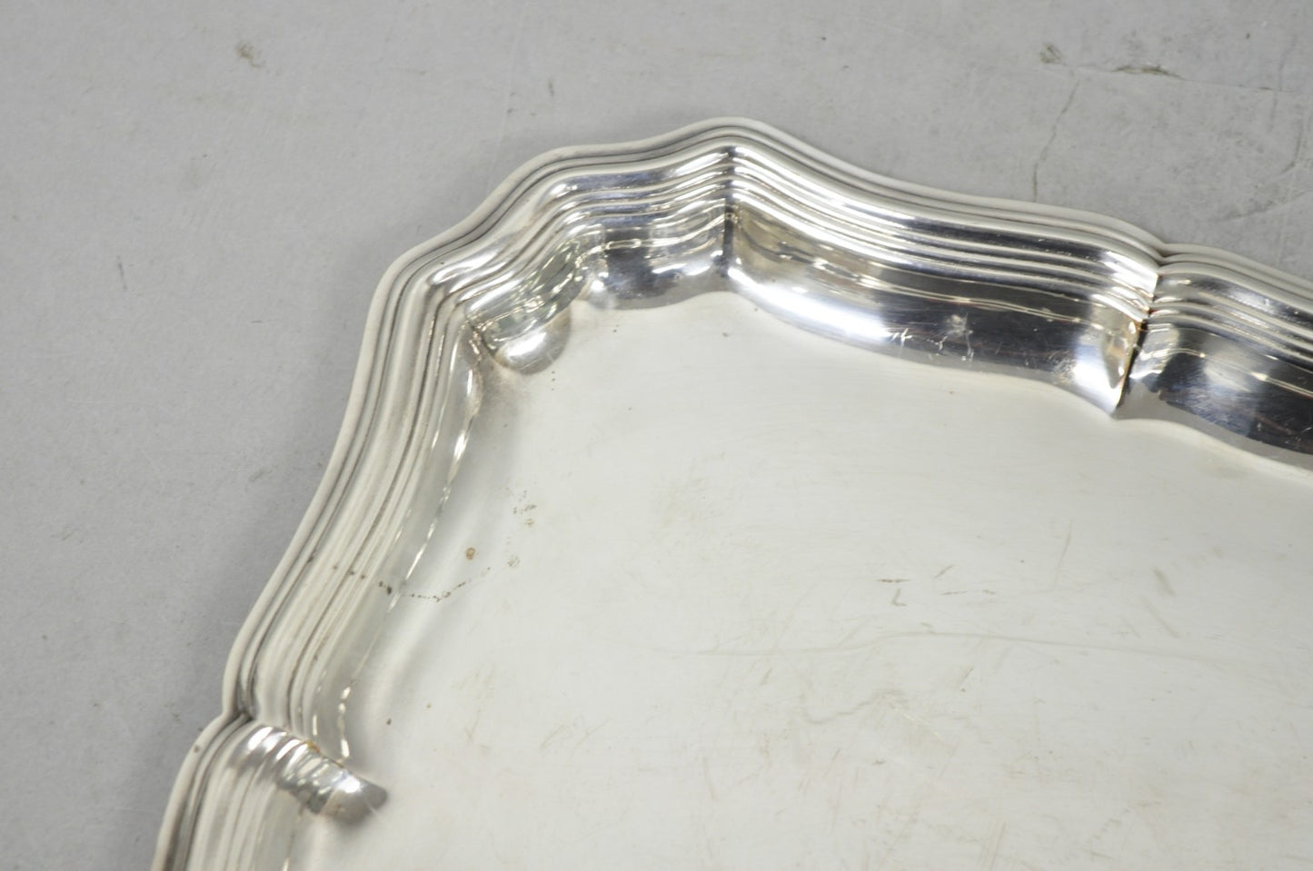 Vintage English Edwardian Silver Plated Scalloped Small Bar Trinket Dish Tray