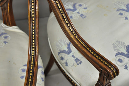 Italian Regency French Louis XVI Style Cherry Wood Oval Dining Chairs - Set of 6