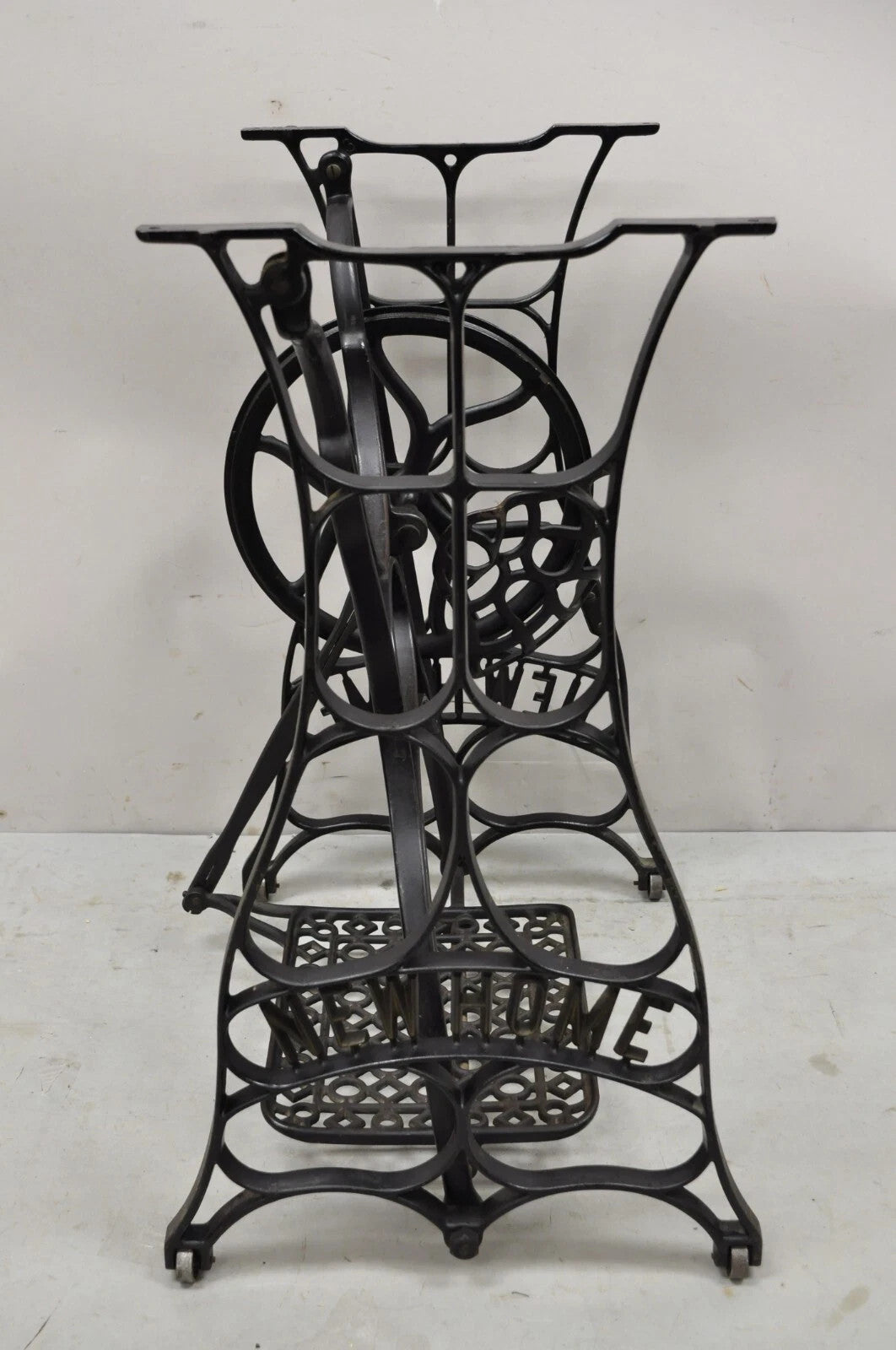 Antique Black Cast Iron Treadle Sewing Machine Table Base by New Home