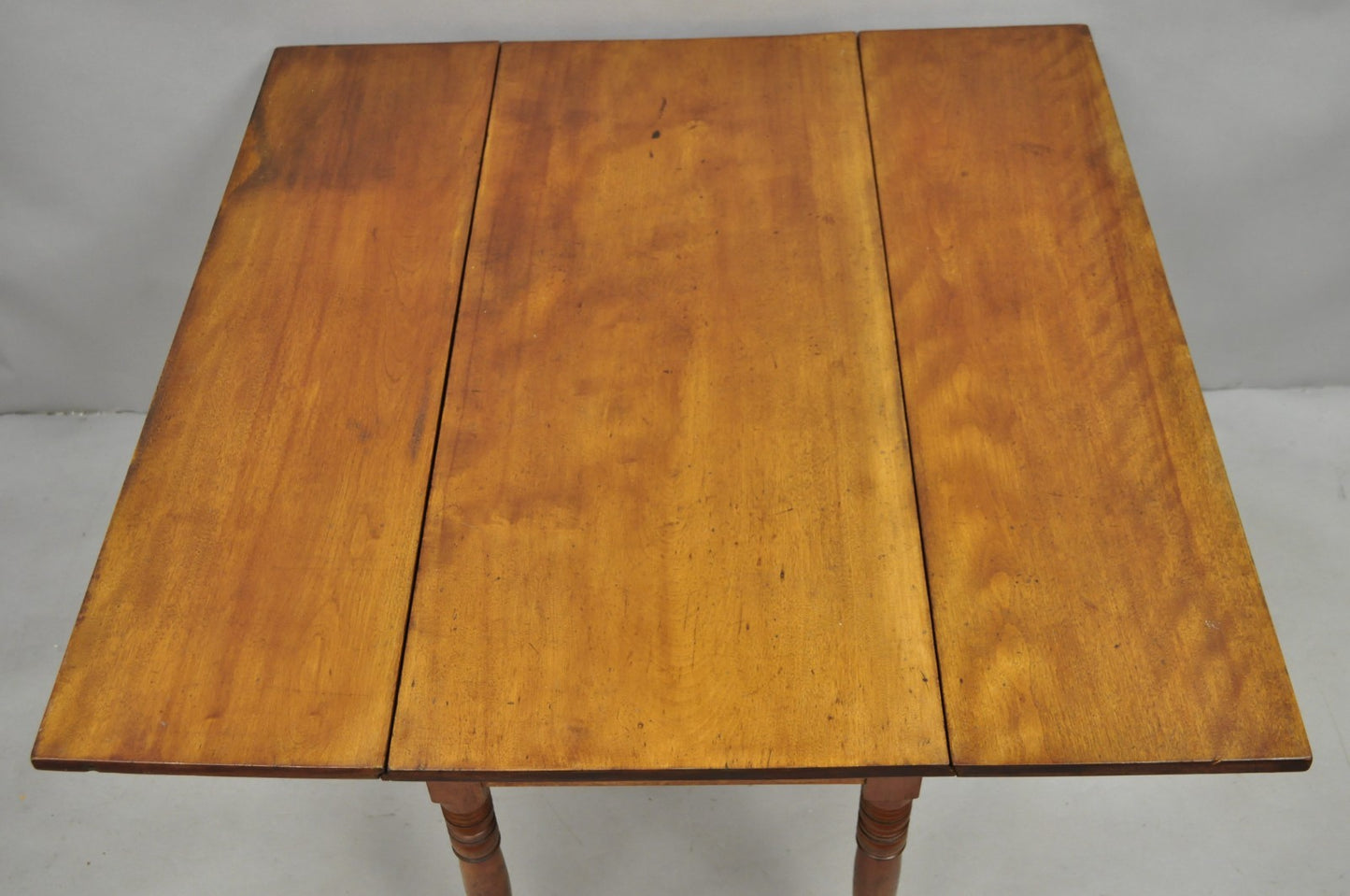 Antique French Country Farmhouse Cherry Wood Drop Leaf Extension Dining Table
