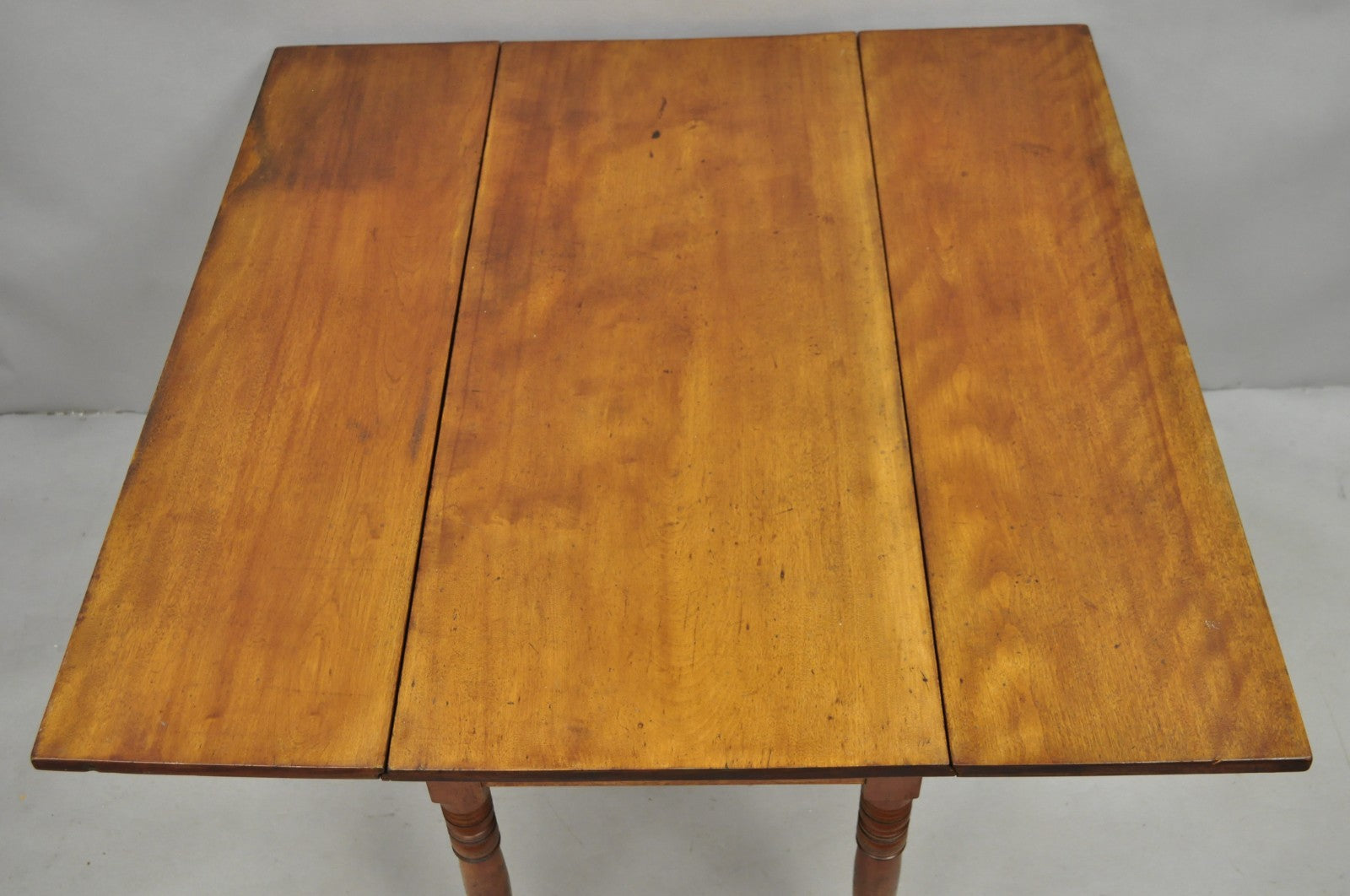 Antique French Country Farmhouse Cherry Wood Drop Leaf Extension Dining Table