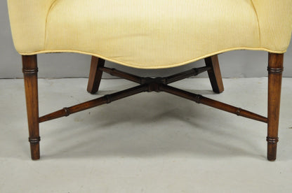 Vintage Faux Bamboo Hollywood Regency Barrel Back Club Lounge Chairs - a Pair