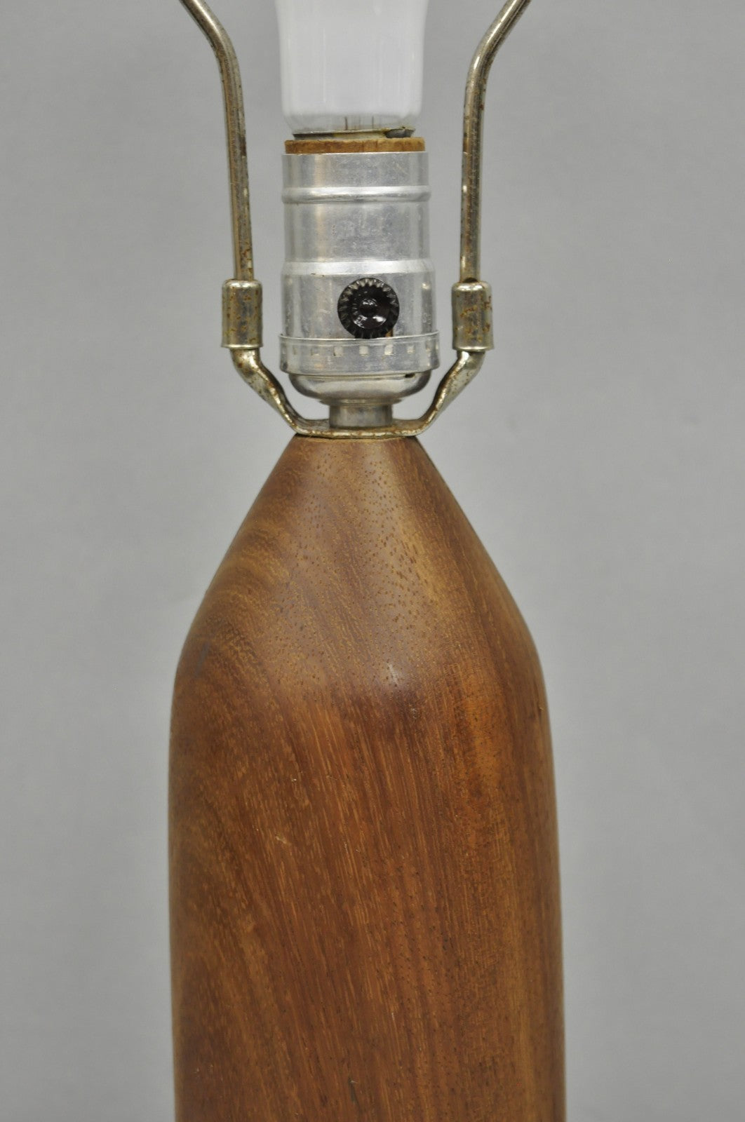 Vintage Mid Century Danish Modern Small Solid Teak Wood "Bottle" Form Table Lamp