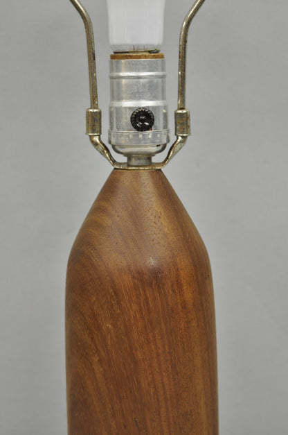 Vintage Mid Century Danish Modern Small Solid Teak Wood "Bottle" Form Table Lamp