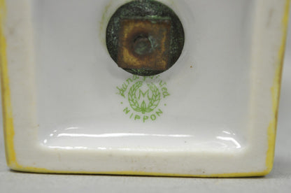 Antique Nippon Porcelain Hand Painted Windmill Scene Green Small Bolted Vase (B)