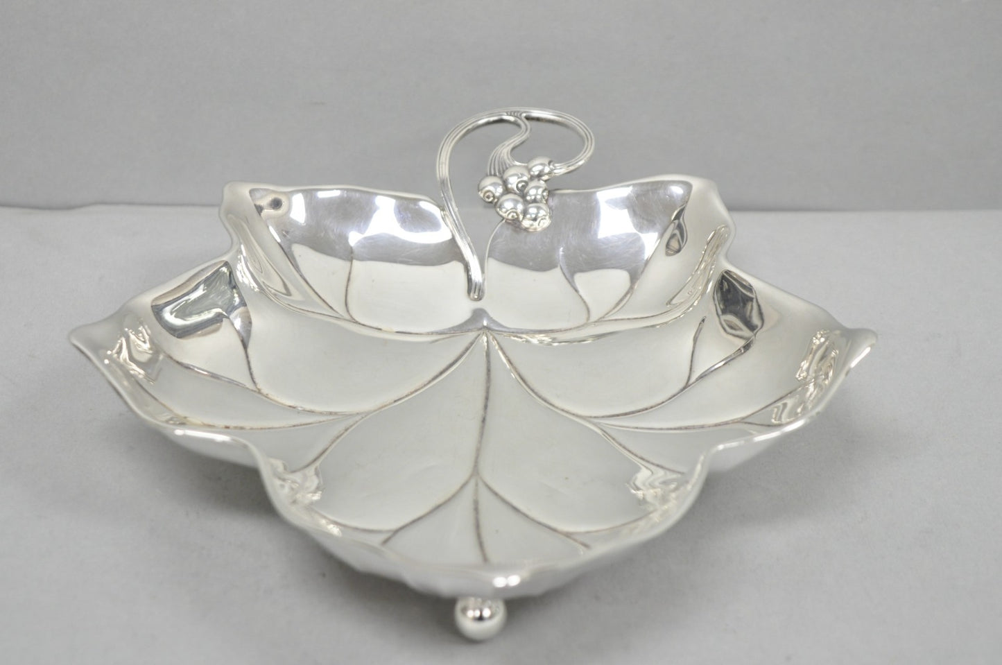 Vintage WMF Germany Small Silver Plated Maple Leaf  9" Trinket Candy Dish Bowl