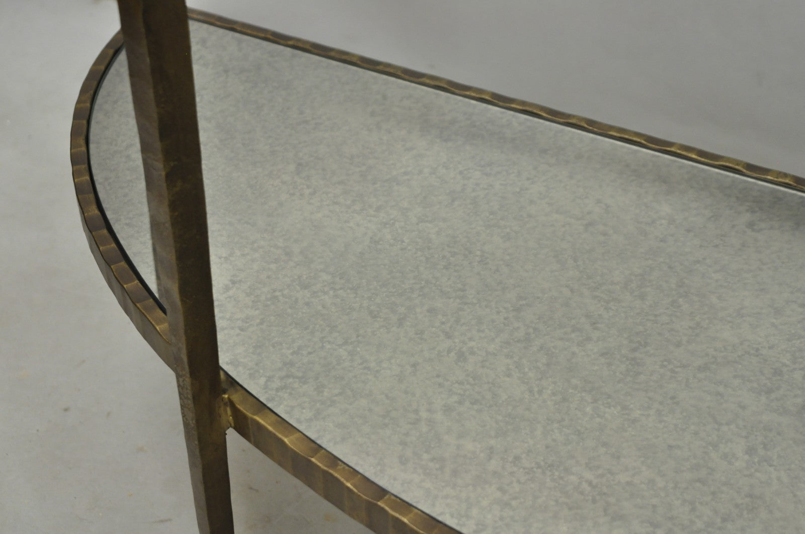 Crate & Barrel Clairemont Demilune Art Deco Wrought Iron & Glass Console Table