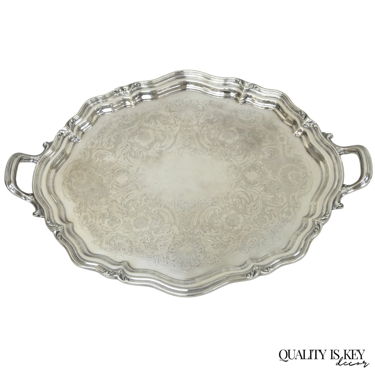 Antique Reed & Barton Winthrop Silver Plated Victorian Bar Serving Platter Tray