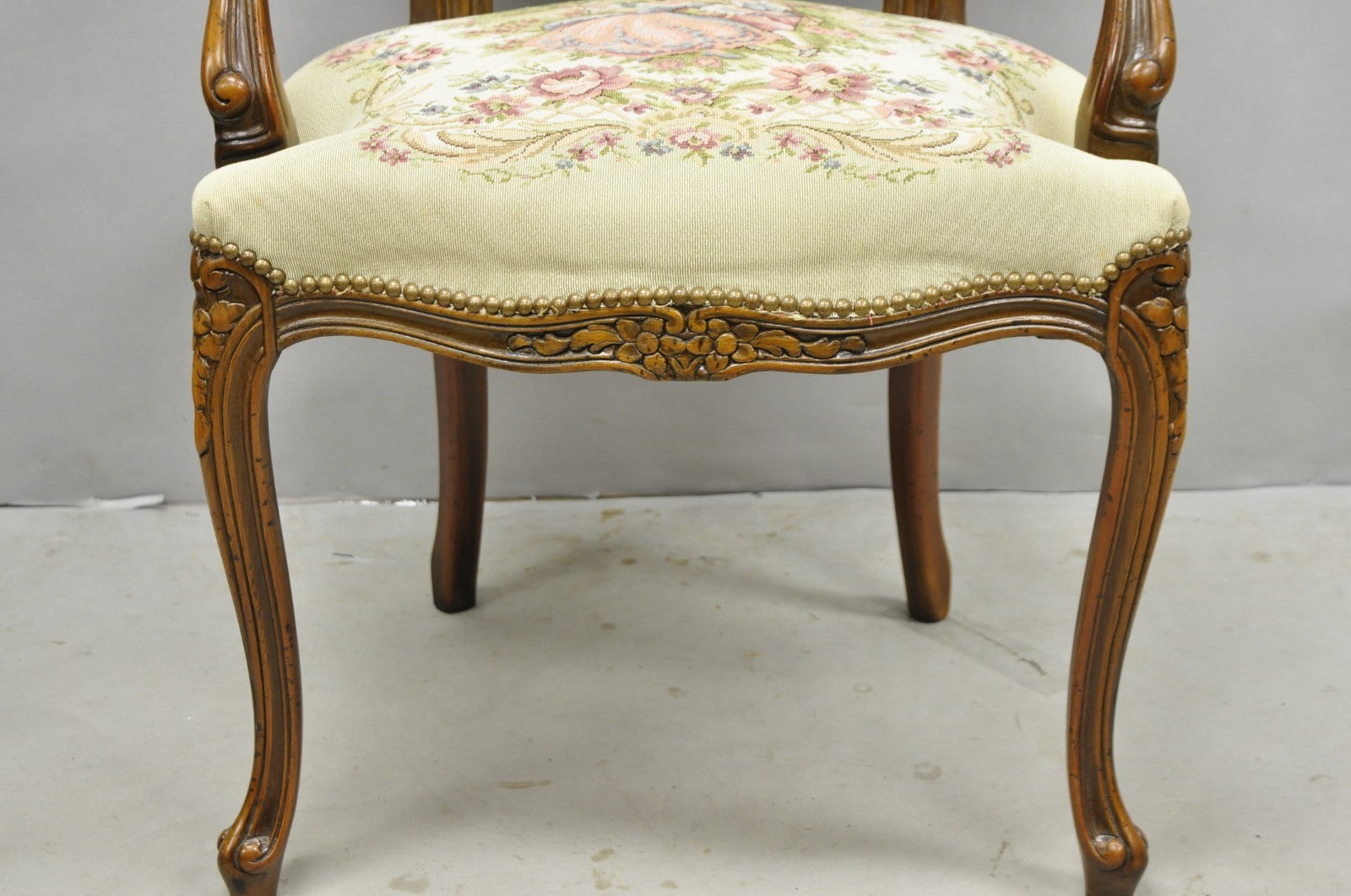Vintage Chateau D'Ax spa French Louis XV Style Italian Tapestry Arm Chair