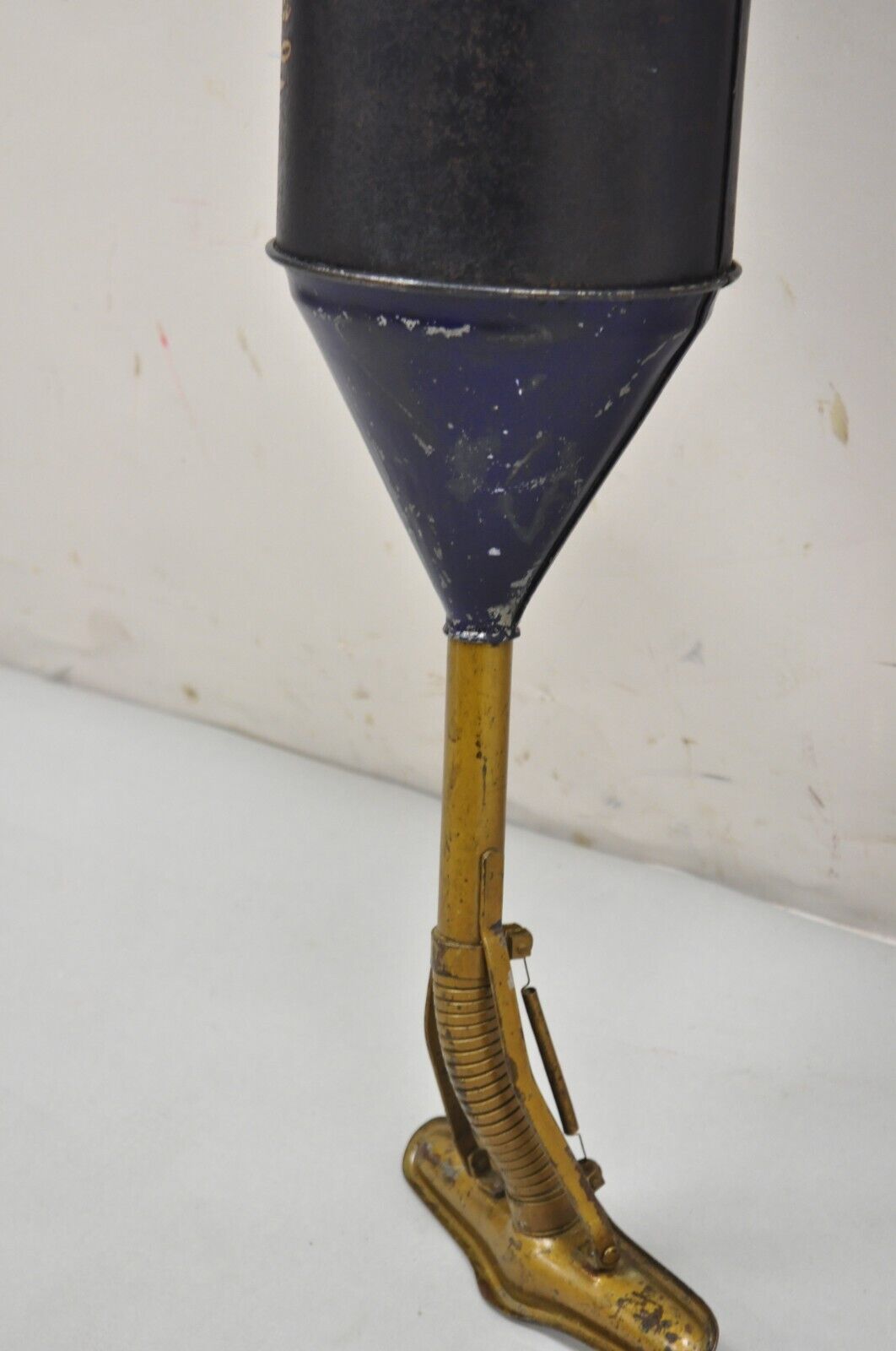 Antique Art Deco Golden Rod Blue Metal Vacuum Cleaner by Hugro MFG Co.