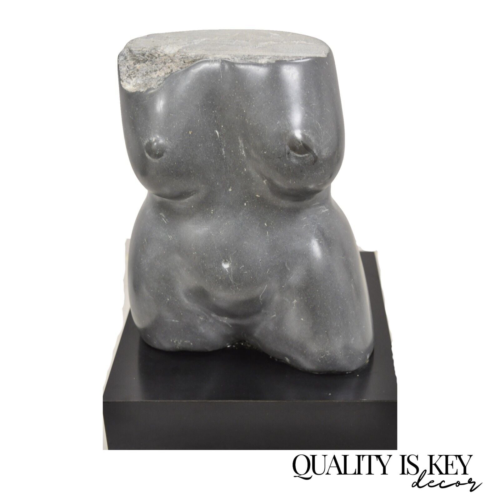 Sheryl C. Benjamin Female Nude Modernist Abstract Solid Carved Marble Sculpture