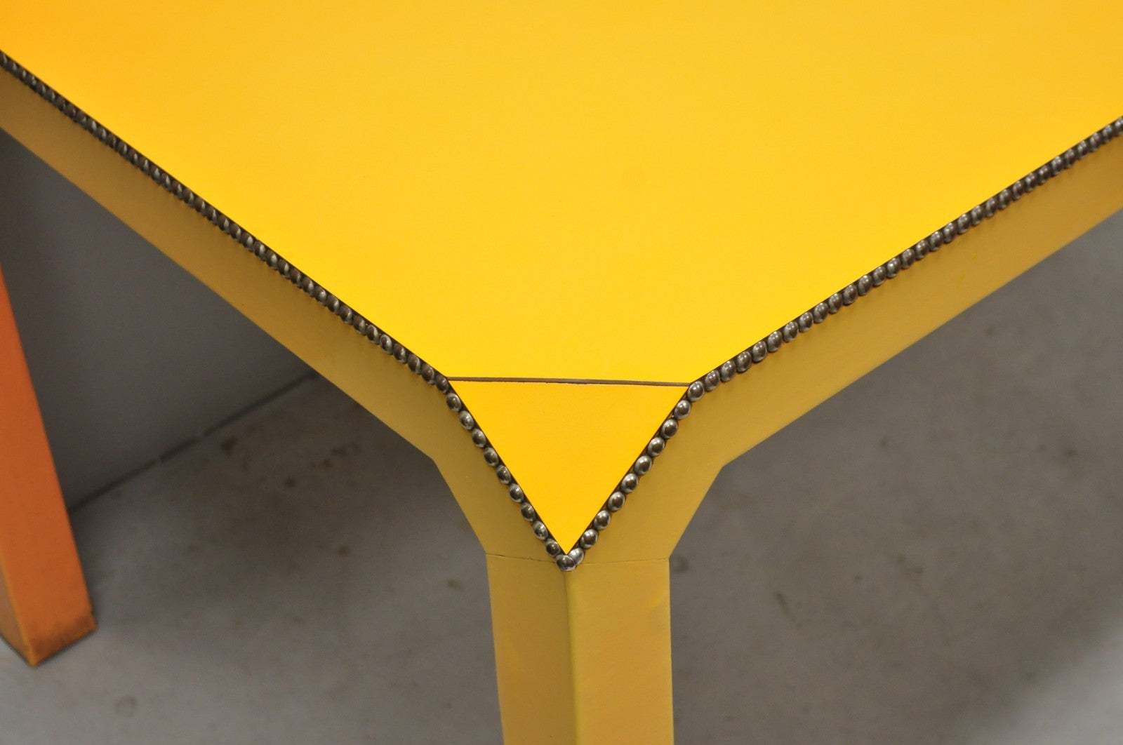 Vintage Hollywood Regency Orange Vinyl Laminate Parsons Style Dining Table Desk