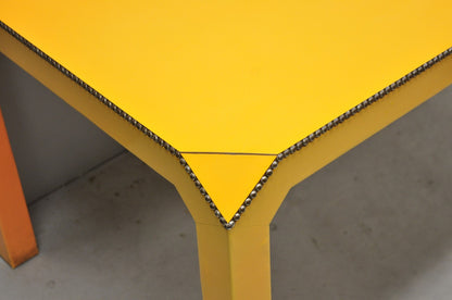 Vintage Hollywood Regency Orange Vinyl Laminate Parsons Style Dining Table Desk