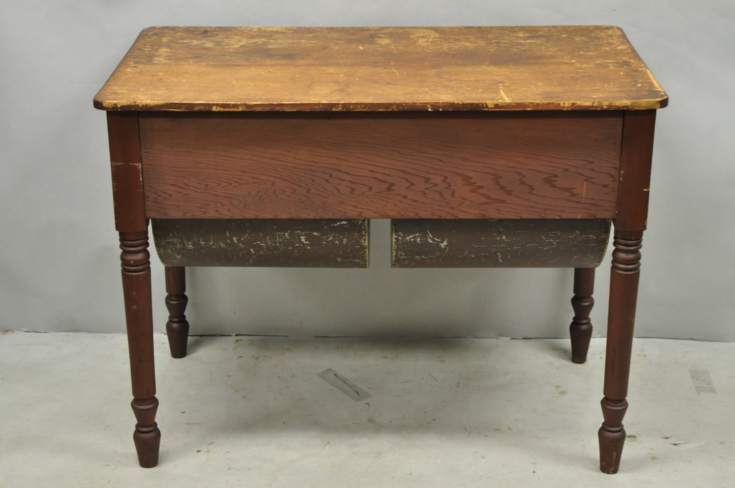 Antique French Country Primitive Possum Belly Pine Wood Bakers Work Table