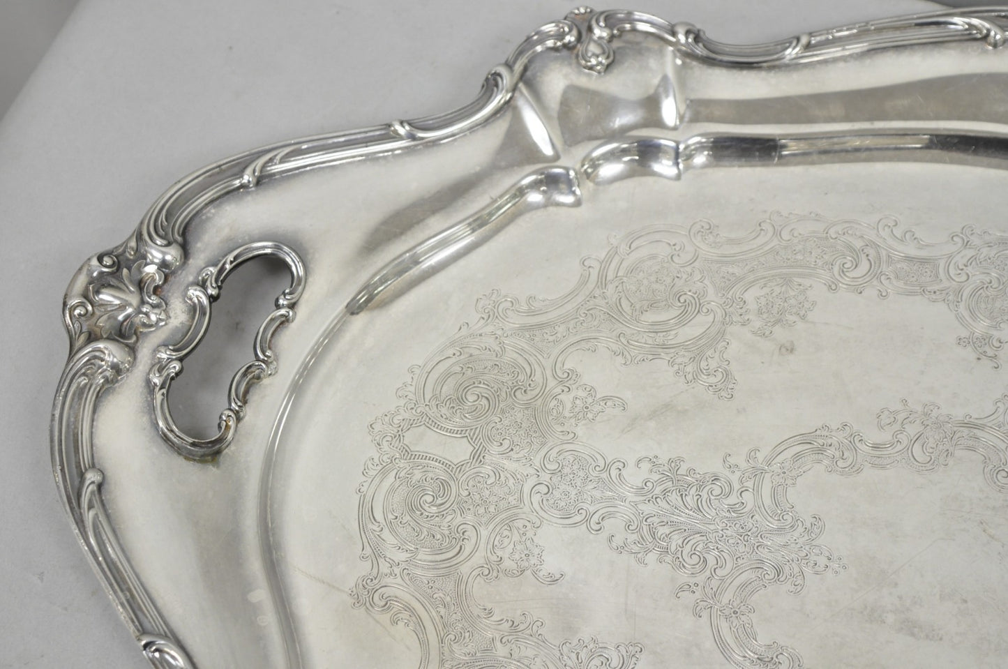 Antique Gorham Silver Plated Victorian Oval Butlers Serving Platter Bar Tray