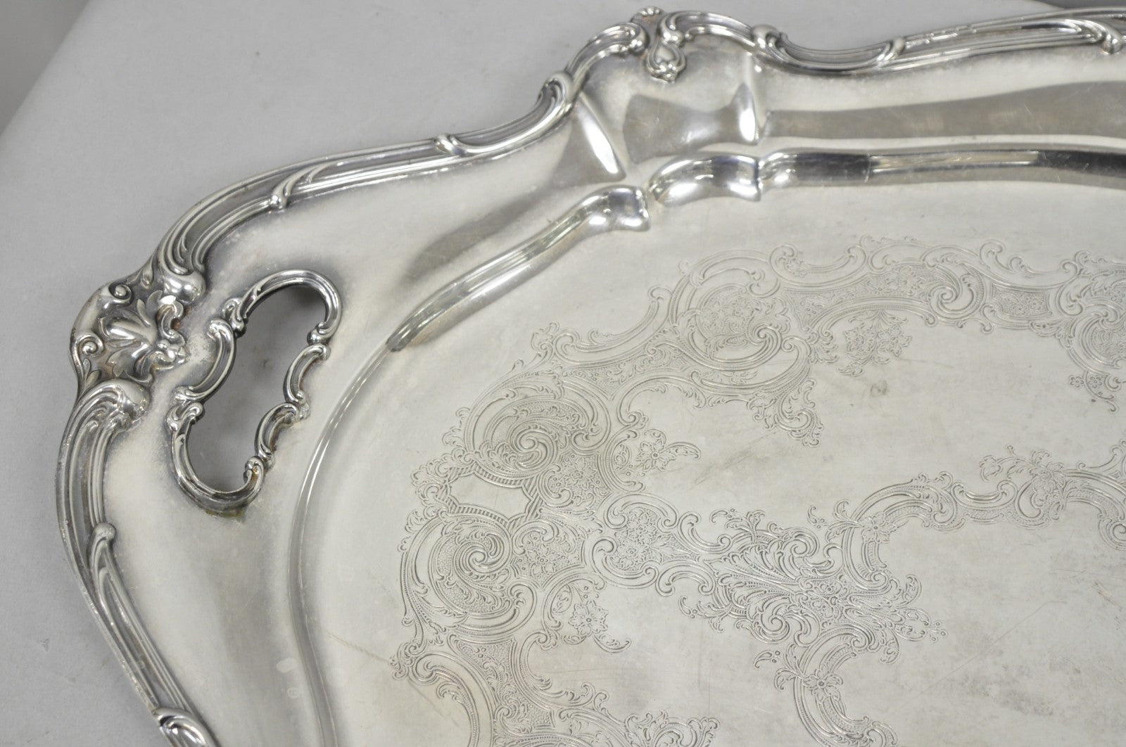 Antique Gorham Silver Plated Victorian Oval Butlers Serving Platter Bar Tray