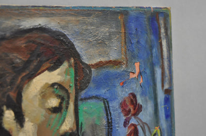 Vintage Samuel Heller "Seated Woman in Undergarments" Oil on Canvas Painting