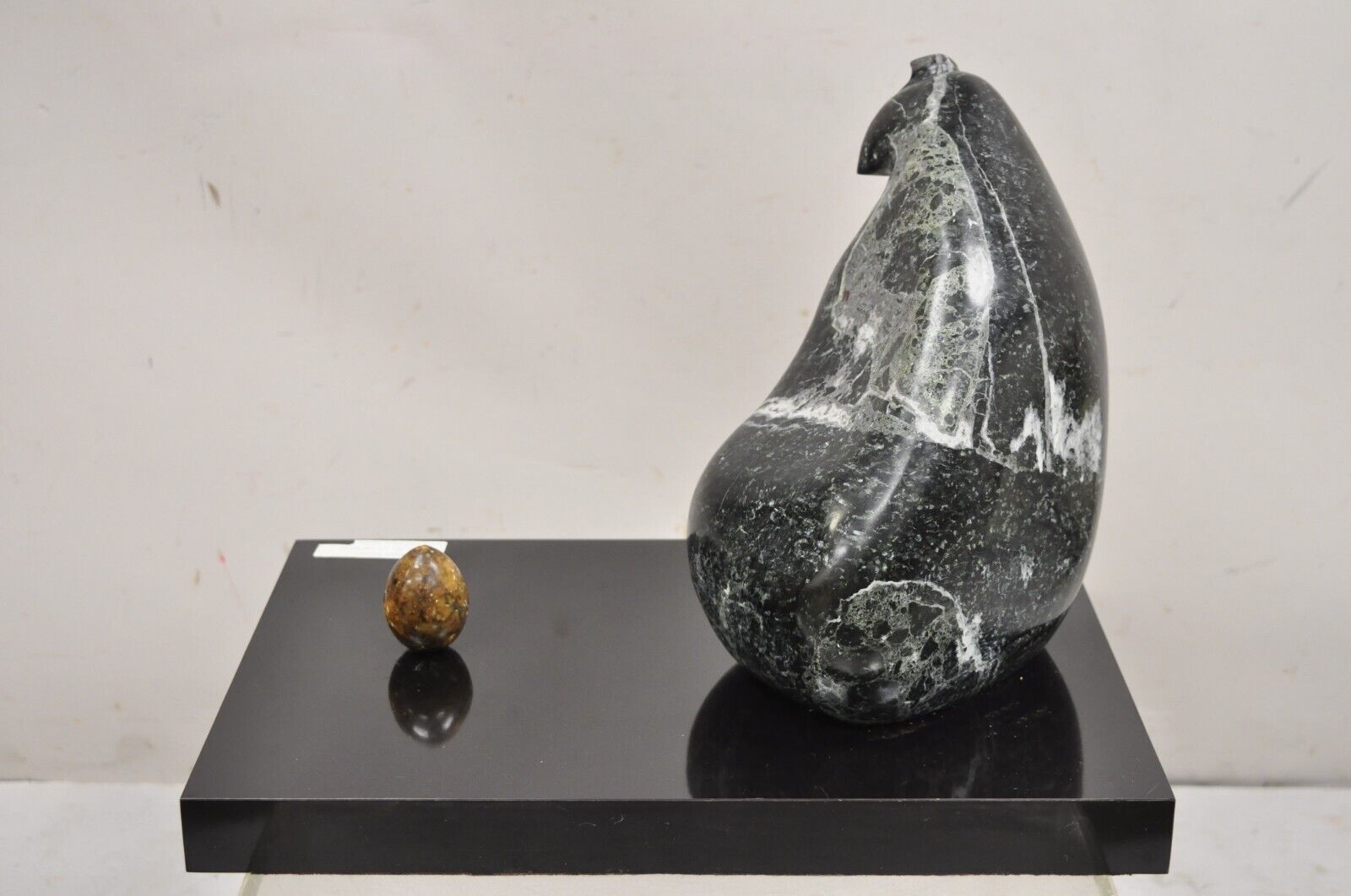 Sheryl C. Benjamin "The Egg and the Quail" abstract Black Marble Sculpture