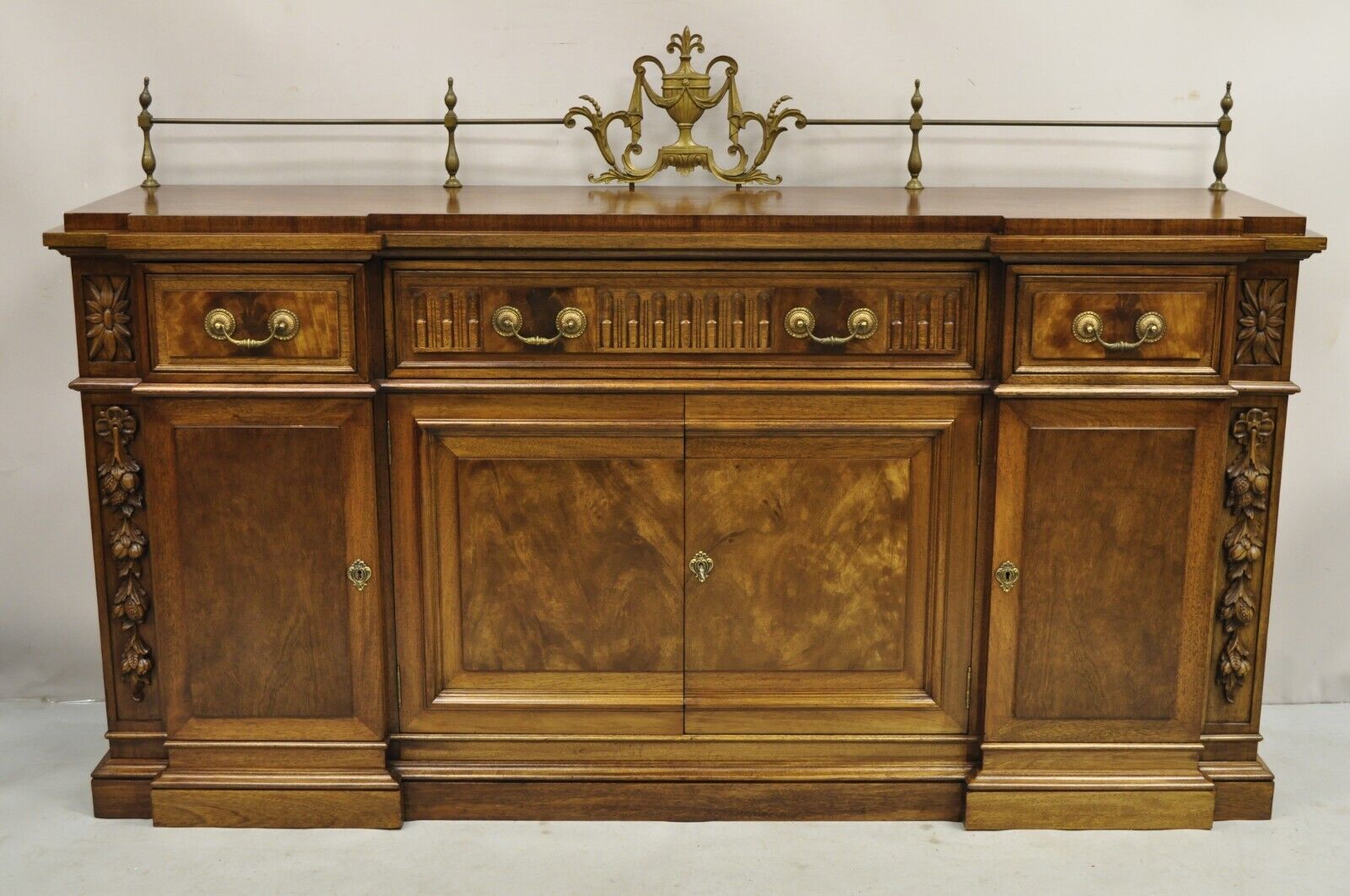 Karges French Neoclassical Style Mahogany Buffet Sideboard w/ Brass Urn Gallery