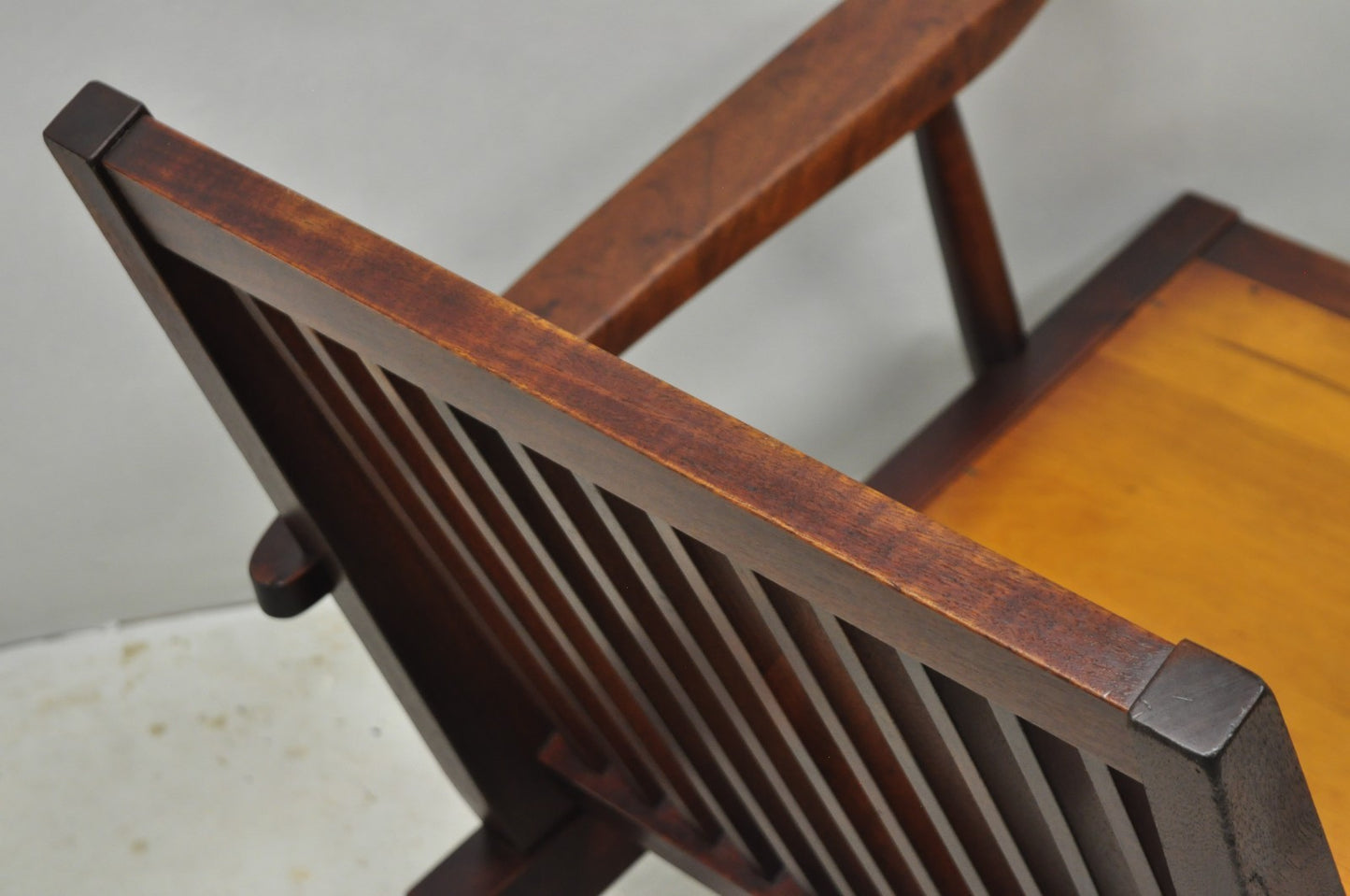 Vintage George Nakashima Spindle Back Black Walnut "Cushion" Lounge Arm Chair