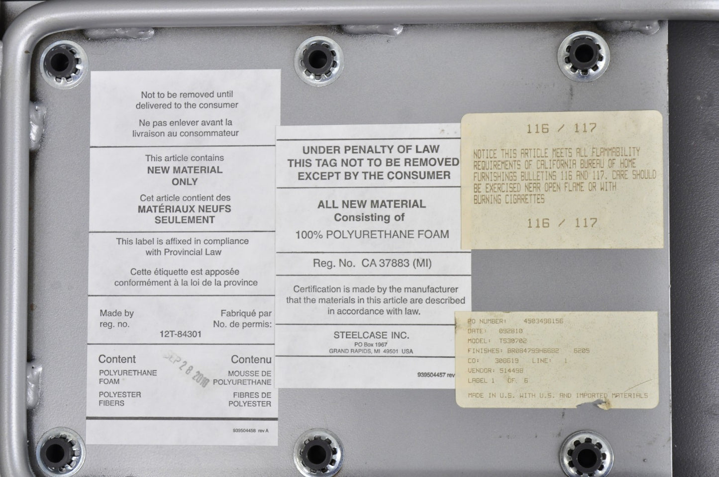 Turnstone by Steelcase Metal Scoop Barstool Stool w/ Green Cushion - Set of 3