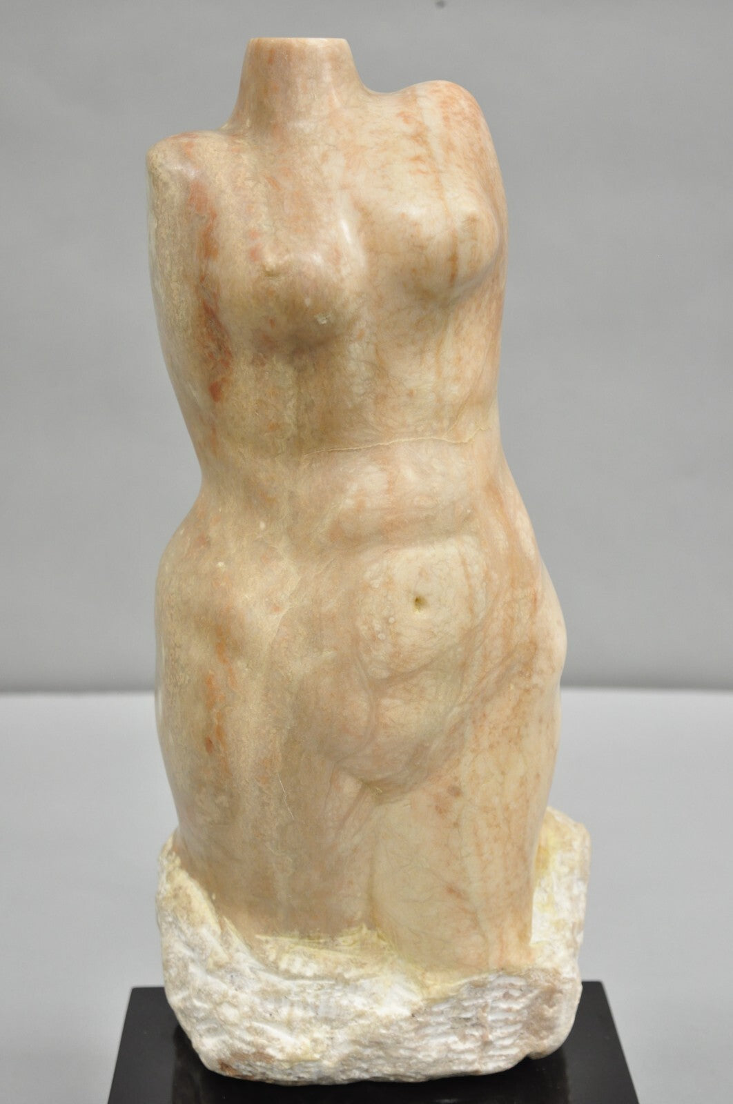 Morton Gaffin Female Nude Bust Modernist Carved Peach Alabaster Sculpture