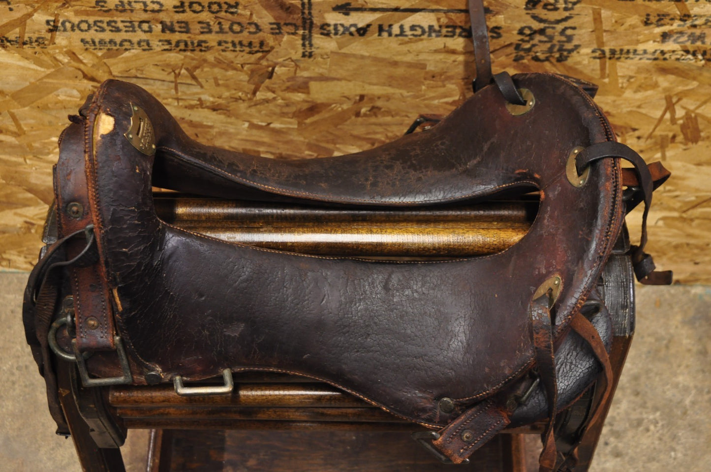 Antique McClellan Brown Leather 12 inch WWI Calvary Horse Saddle, Circa 1900