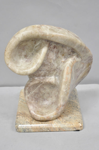 Vintage Seymour Shuren Modernist Pink Carved Marble Abstract Figure Sculpture