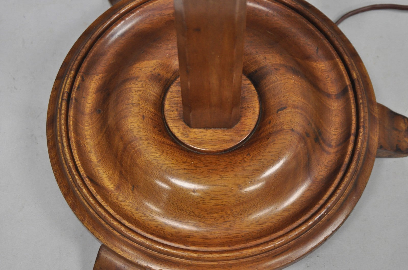 Vintage Frances Elkins Style Colonial Mahogany Ratchet Candlestick Floor Lamp