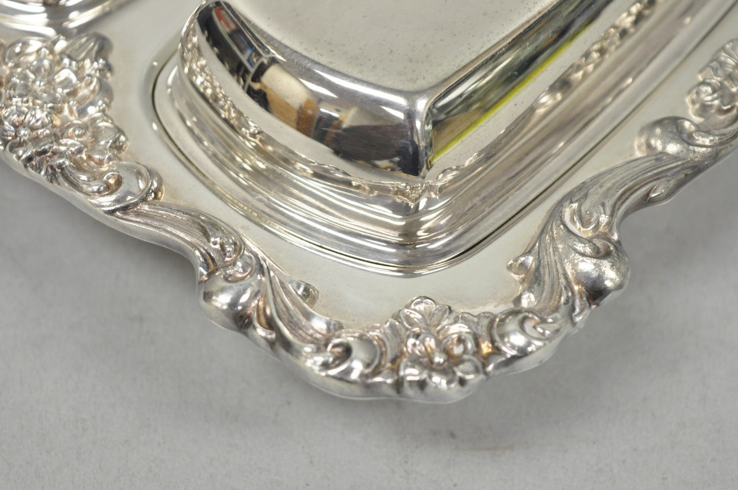 Vintage Poole Lancaster Rose Victorian Silver Plated Twin Double Butter Dish