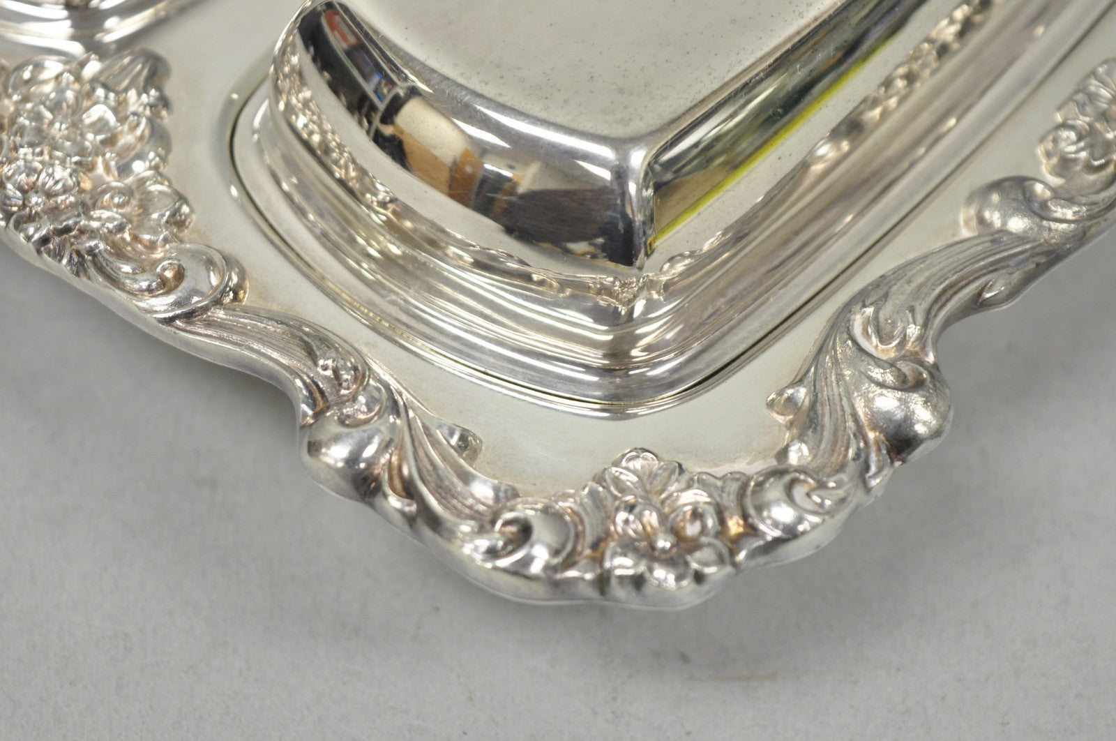 Vintage Poole Lancaster Rose Victorian Silver Plated Twin Double Butter Dish