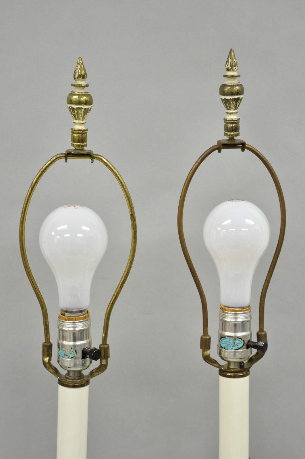 Vintage Hollywood Regency French Style Figural Cherub Metal Table Lamps - a Pair