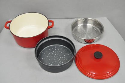 Martha Stewart Collection Red Cast Iron Dutch Oven Covered Pot