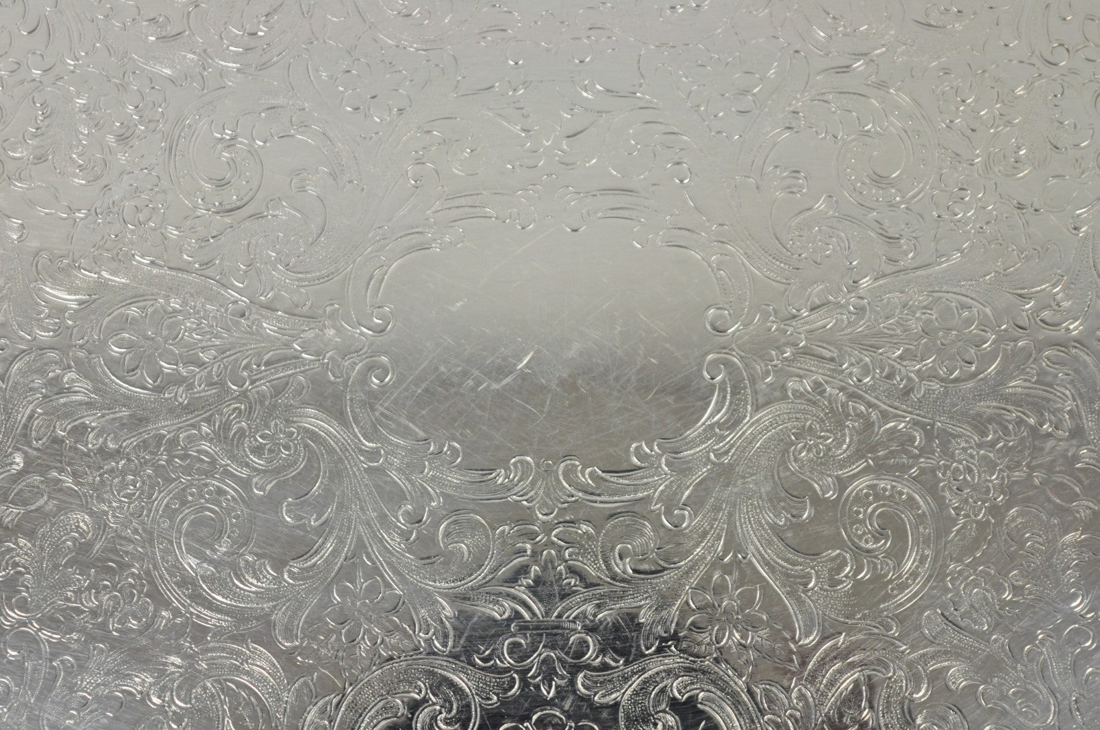 Vintage Gorham YC1466 Silver Plated Floral Repousse Bar Serving Tray w Handles
