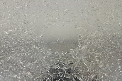 Vintage Gorham YC1466 Silver Plated Floral Repousse Bar Serving Tray w Handles