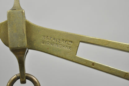 Antique W.& T. Avery English Victorian Brass & Mahogany Balance Beam Scale