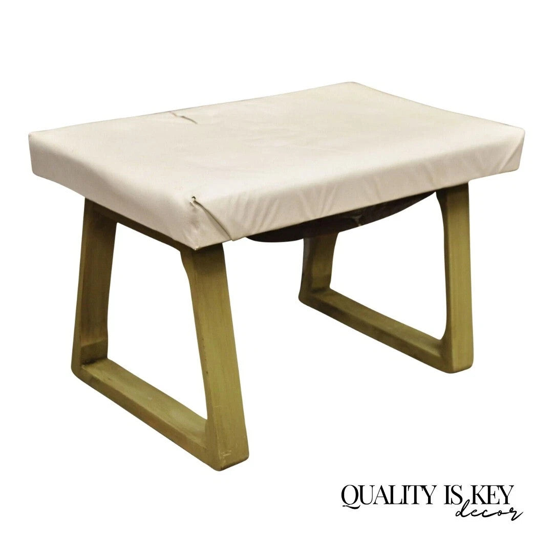 Vintage Mid Century Modern Green Painted Art Deco Vanity Bench Stool Ottoman