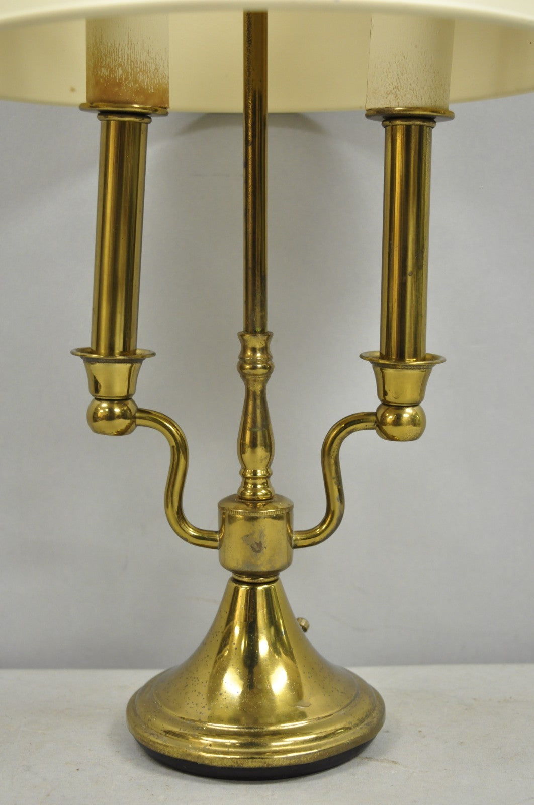 Vintage French Empire Federal Style Small Brass Bouillotte Tole Desk Table Lamp