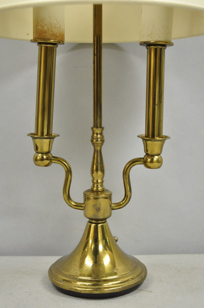 Vintage French Empire Federal Style Small Brass Bouillotte Tole Desk Table Lamp