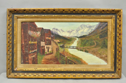 Vintage Angela Dudley "Lake Garda. Italy" Italian Hollywood Regency Oil Painting