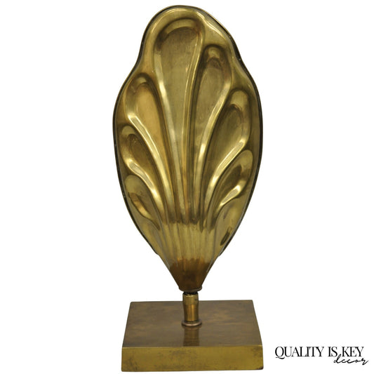 Vintage Chapman Hollywood Regency Burnished Brass Small Leaf Sconce Table Lamp