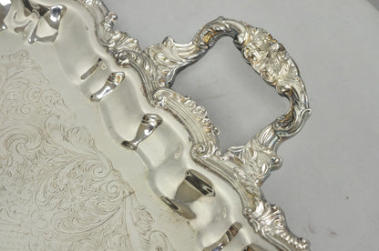 Vintage Sheridan English Victorian Silver Plated Footed Serving Platter Bar Tray