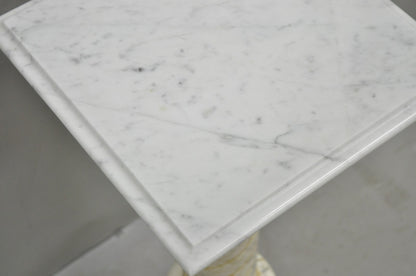 Vintage Italian Classical Carved Marble Column Form Square Top Pedestal Stand