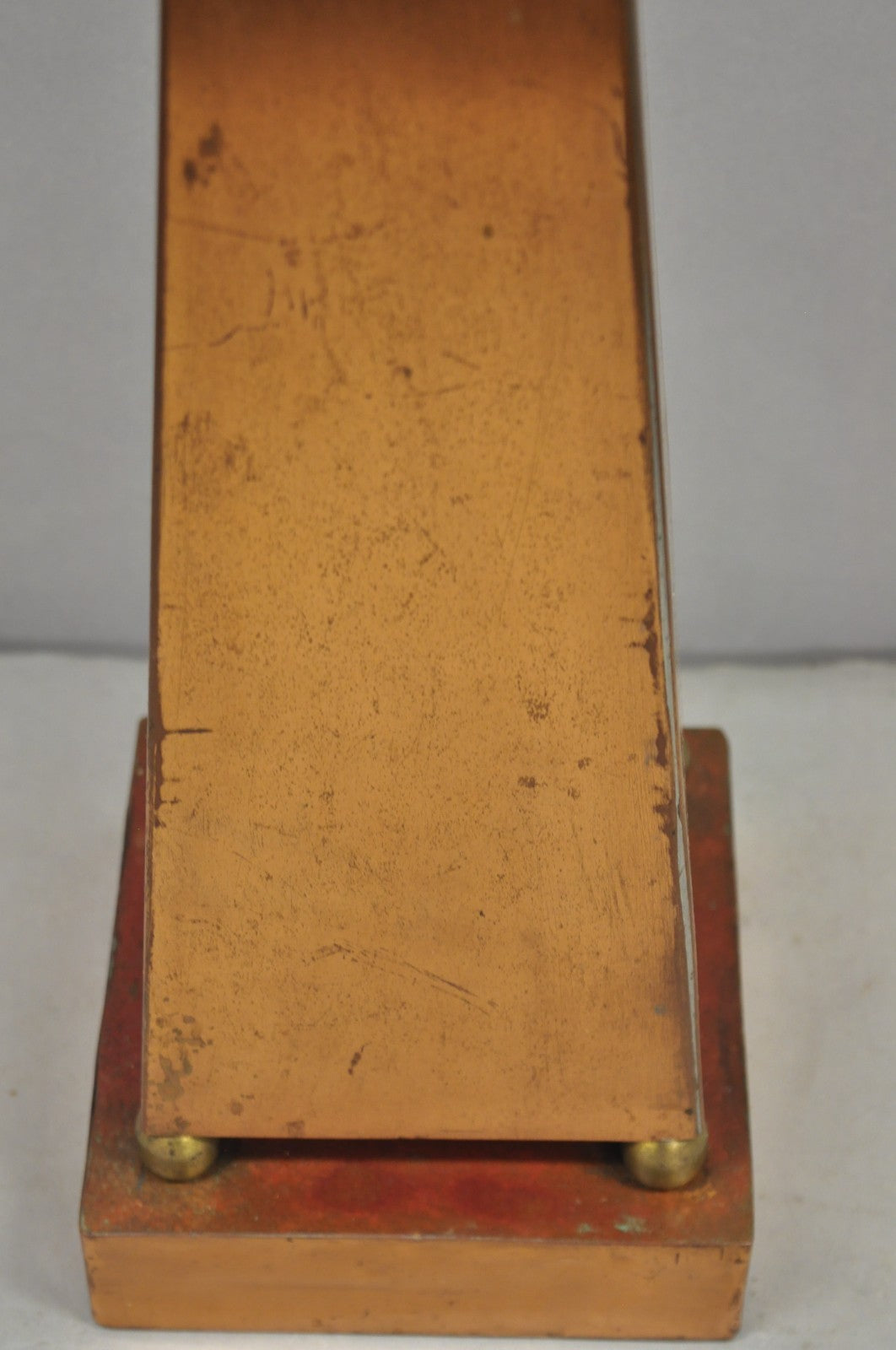 Vintage Architectural Mid Century Modern Copper Metal Obelisk Pyramid Table Lamp