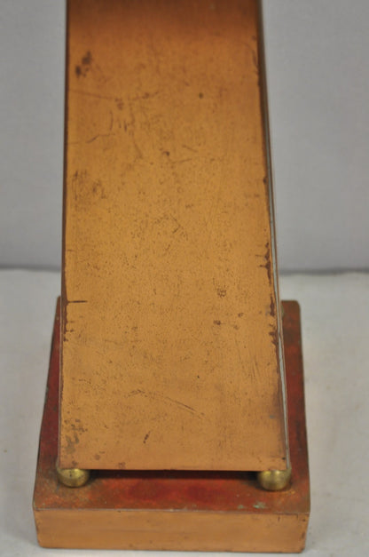 Vintage Architectural Mid Century Modern Copper Metal Obelisk Pyramid Table Lamp