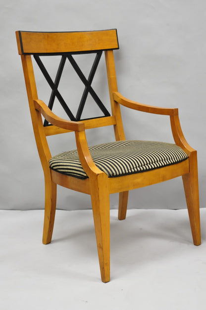 Biedermeier Empire Style Maple Wood Double X Back Dining Room Chairs - Set of 6