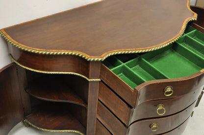 Antique French Louis XVI Style Mahogany Bow Front Bombe Buffet Commode Chest