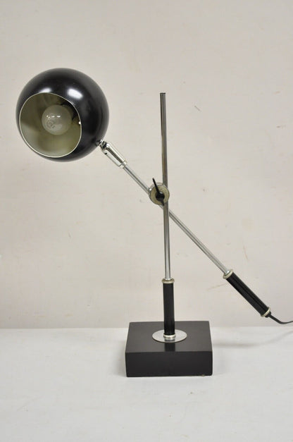 Vintage Robert Sonneman Mid Century Modern Black Eyeball Adjustable Desk Lamp