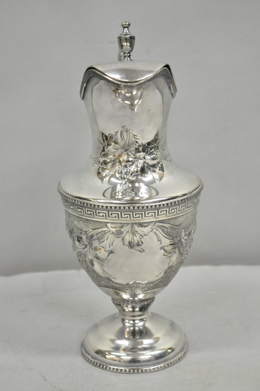Antique English Victorian Silver Plated Floral Repousse Coffee Pot Teapot