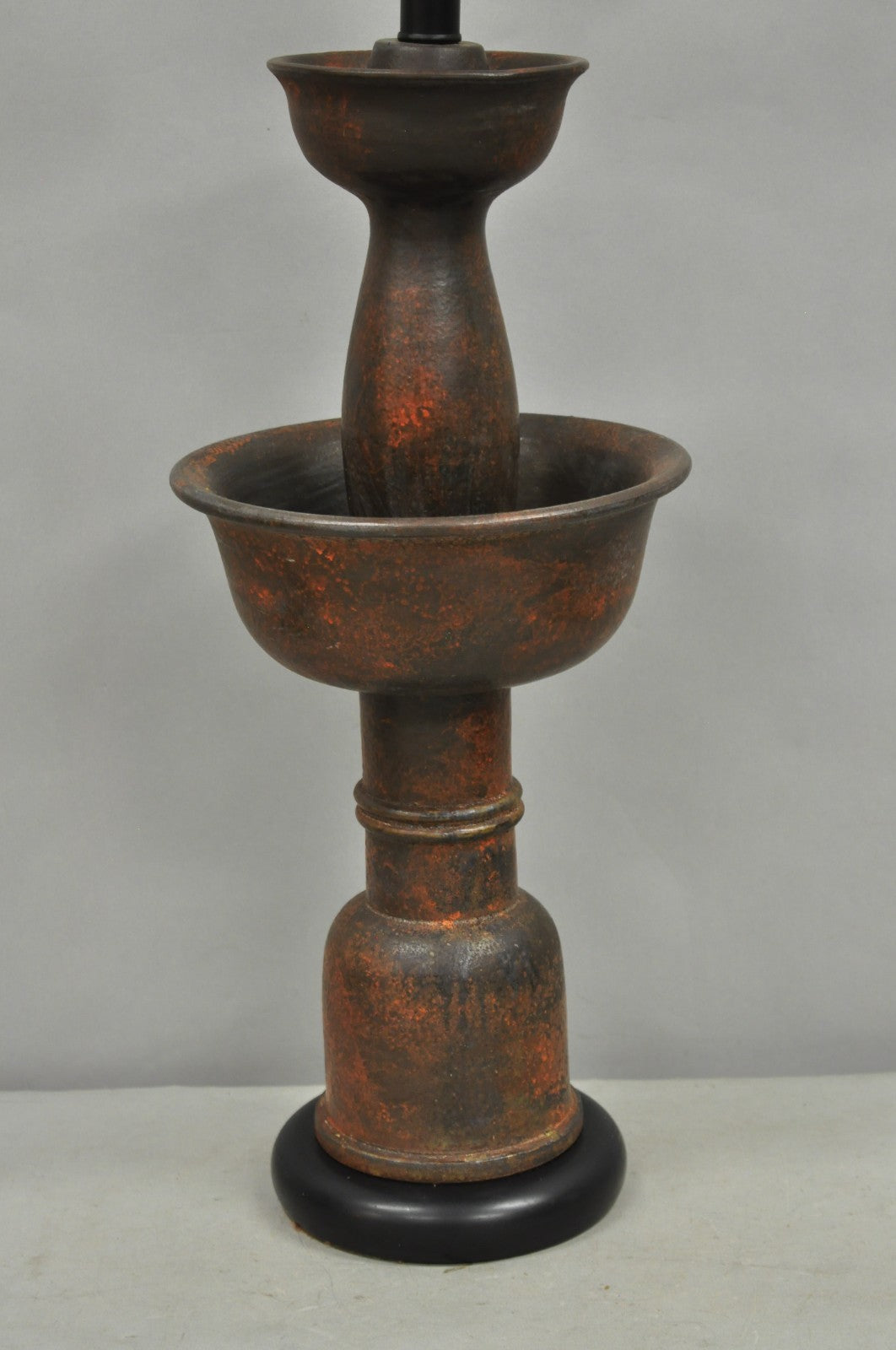 Vintage Mid Century Modern Red Ceramic 2 Tier Table Lamp attr. Bitossi Italy
